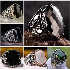 خاتم رجالي بتصميم تركي مخصص بتصميم عتيق من الأحجار الحمراء لحفلات أعياد الميلاد - Product Image 3