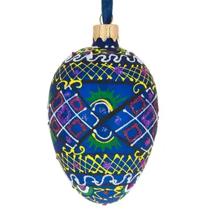 Gran oferta, huevo de cristal soplado a mano de colores colgantes, adornos de Pascua, artesanías de Pascua ecológicas