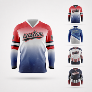 Op maat gemaakte ijshockeytrui van ademende polyester voor training, competitie en wedstrijden, groothandel clubteambestellingen - Product Image 1