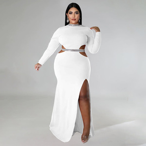 <span class=keywords><strong>Abbigliamento</strong></span> Taglie Forti all'Ingrosso, Nuovi Arrivi <span class=keywords><strong>Moda</strong></span>, Abito Lungo Sexy da Donna con Spacco in Vita - Product Image 5