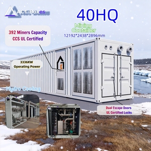 Contenedor de minería hidráulica ACT de 40 pies High Cube, 392 plataformas, sistema de reutilización de calor, <span class=keywords><strong>algoritmo</strong></span> SHA-256, tasa de hash de 100PH/S - Product Image 1