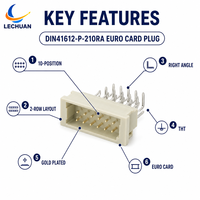 Conector Eurocard DIN41612 de 10 pines y 2 filas, paso de 2.54mm y 5.08mm, enchufe macho de ángulo recto 9001-4510 1C00A, zócalo para PCB
