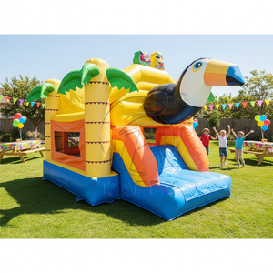 Château gonflable commercial en PVC pour la location, motif animaux de la savane, idéal pour les fêtes d'anniversaire - Product Image 1