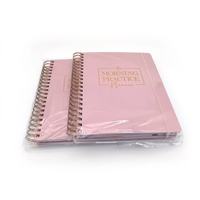 Carnet A5 personnalisé imprimé en feuille d'or couverture en plastique et carton PU avec reliure à bobine mini style spirale cadeau dans un emballage en boîte
