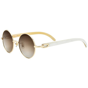 Gafas de Sol de cuerno de búfalo para hombre, gafas redondas de lujo, gafas ovaladas suntuosas, gafas de sol - Product Image 5