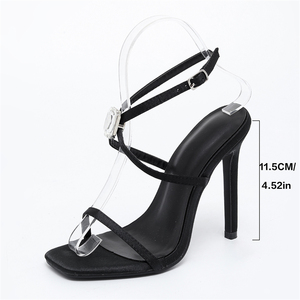 Sandalias de Tacón Alto para Mujer, Modelo Verano 2025, Estilo Pasarela, con una Sola Tira, Punta Cuadrada, Antideslizantes, Estilo Deportivo - Product Image 4