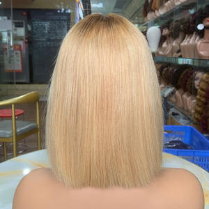 Best Price Wholesale Human Hair 8inch Brown Roots Short Ombre Bob <b>Wig</b> T4/27 Straight 2x6 Kim Closure Lace <b>Wigs</b> <b>For</b> <b>Black</b> <b>Women</b> - Product Image 1