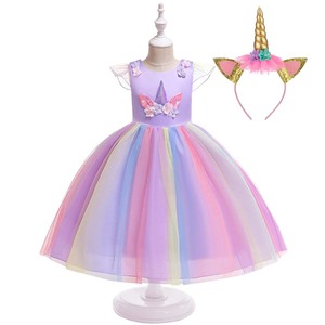 Fantaisie élégante demoiselle d'honneur enfant filles Tutu <span class=keywords><strong>licorne</strong></span> <span class=keywords><strong>robe</strong></span> d'<span class=keywords><strong>anniversaire</strong></span> avec <span class=keywords><strong>licorne</strong></span> bandeau DGLG-013 - Product Image 3