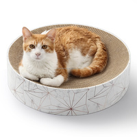 Nouveaux produits interactifs pour animaux de compagnie : griffoir en carton ondulé en forme de chat et lit/coussin rond pour jouer et griffer