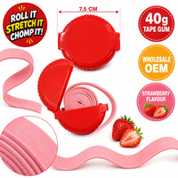 Noviteitenroltape Kaugomdispenser Rekbare Kauwgomrol 3 Fruit Smaken 40g Kinderen Leuk Snoep Speelgoed OEM Aanpasbaar