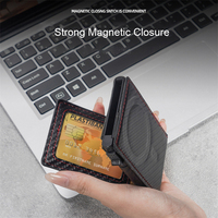 Tempat ponsel magnetik Vintage, dompet serat karbon, tempat kartu Rfid, dompet aman untuk pria