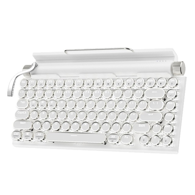 New Dot Pattern Retro Typewriter Mechanical Full Size Backlit USB-C Wireless Dual Mode Keyboard Desktop Mobile Phone Tablet MAC