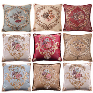 2025 New Arrival <strong>Luxury</strong> Jacquard Floral Embroidered Satin Throw Pillow Covers Teal Red Cream Home <strong>Decorative</strong> <strong>Silk</strong> <strong>Pillowcase</strong>