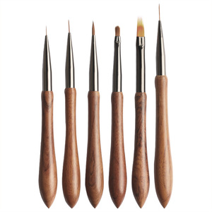 Lot de 6 pinceaux à ongles japonais avec manche en bois de rose, outils professionnels en nylon pour détails floraux et gel - Product Image 5