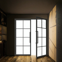 Porte en verre à isolation thermique intérieure en acier sur mesure pour villas modernes, ouverture à gauche, forgée
