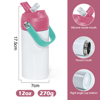 Nouveauté 2024 - Bouteille d'eau sport pour enfants en acier inoxydable à double paroi isolée de 12 oz avec couvercle rabattable