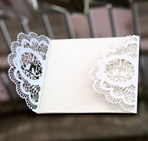 Tarjetas de Invitación Ecológicas para el Día de la Madre y Bodas, Venta al por Mayor, Papel con Corte Láser de Flores - Product Image 4