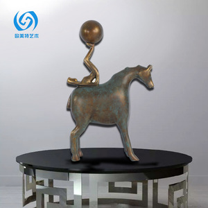 Escultura Decorativa de Bronce Imitación: Pastor de Vacas Montando a Caballo, Decoración Moderna para el Hogar, Sala de Estar, Escritorio - Product Image 1
