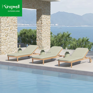 เก้าอี้ไม้สักสไตล์ร่วมสมัย, เก้าอี้อาบแดดทำจากไม้เนื้อแข็งพร้อมล้อสำหรับสระว่ายน้ำชายหาดลาน - Product Image 1