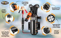 Pompa Pembuangan Sampah Motorhome 12V Hitam Pengganti, 5000 RPM, Partikel 1/16 Inci, 3/4 NPT, Proteksi Termal, Pompa Evakuasi Karavan
