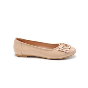 <span class=keywords><strong>Ballerine</strong></span> nere da donna con decorazione geometrica in metallo in pelle lucida morbida fodera interna scarpe <span class=keywords><strong>a</strong></span> <span class=keywords><strong>punta</strong></span> con tacco basso per l'estate - Product Image 3