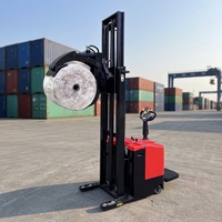 Chariot élévateur transpalette électrique 1T 2T 4m 6m avec pince à palettes, batterie lithium-ion, pneus pneumatiques, fourche 1220mm