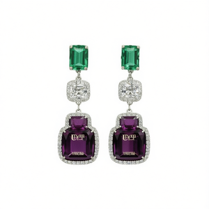 Eleganti Orecchini Pendenti Verdi a Contrasto, Stile Europeo e Americano, di Alta Gamma, per Feste ed Eventi Serali - Product Image 1