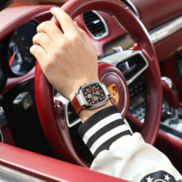 Poedagar 849 Montre Homme Luxe Cadran Carré Noir Or Étanche Sport Quartz Bracelet Silicone