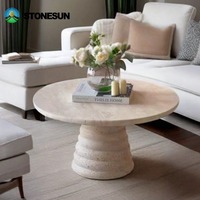 Table basse convertible de luxe StoneSun pour salon, style italien, irrégulière, pieds en bois massif, moderne, en travertin, pierre naturelle, haut de gamme