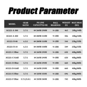 最大阻力40千克/88lb盐水大游戏船海钓9 + 1Bb全金属跳轮金枪鱼头顶跳轮 - Product Image 2
