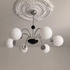 Lustre rétro français à LED, lampe de plafond ronde noire à tête unique pour salon, chambre à coucher, style vintage, design Ins - Product Image 2