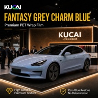 Nouveau design, film de protection pour voiture en PET brillant sans bulles, gris fantaisie, bleu charmant, film cristallin, vinyle de protection pour voiture