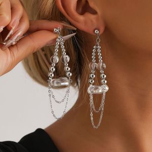 Joyería INS Lava borla asimétrica moda de gama alta pendientes de aro con cuentas para mujer - Product Image 1