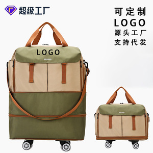 Travel Bag With Wheels Three Layer Expandable Large Capacity Shoe Compartment Spinner Wheels Leisure Travel Unisex Nylon - Product Image 5
