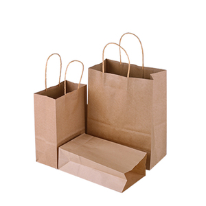 100% sacs en papier végétal artisanaux robustes biodégradables poignées <span class=keywords><strong>sac</strong></span> en papier d'épicerie <span class=keywords><strong>Kraft</strong></span> brun uni pour supermarché - Product Image 1