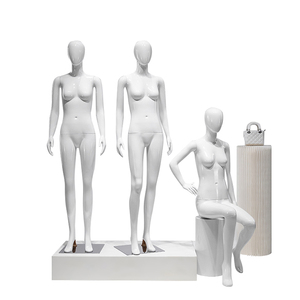 Pakaian wanita warna putih, kelas atas boneka manekin seluruh tubuh pajangan berdiri dari toko kelas atas bahan serat kaca tipe kepala - Product Image 2