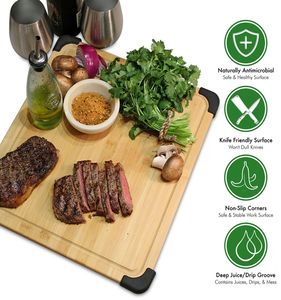 Planche à découper en bambou avec rainures de jus et coin silicone - Product Image 5