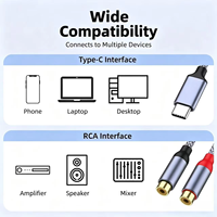 Câble audio Type C vers double RCA femelle, cordon auxiliaire stéréo HiFi tressé en nylon, noyau en cuivre pur pour haut-parleur, home cinéma, smartphone