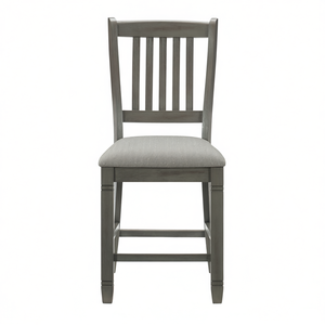 Sedia da pranzo in legno imbottita in stile classico con seduta in tessuto, altezza da bancone, per arredamento sala da pranzo - Product Image 1