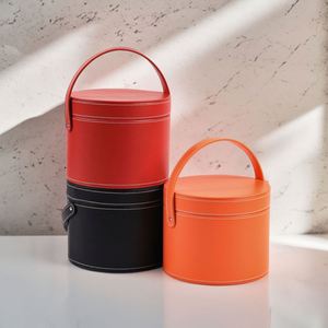 Boîte de rangement ronde en cuir PU de luxe, 3 tailles, emballage cadeau, boîte cadeau pour fleurs, pour les occasions de mariage - Product Image 1