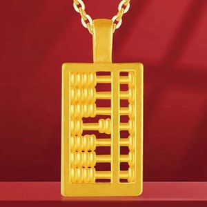 เครื่องประดับแฟชั่นหรูหราทันสมัย Xinfly 2023 ทองคำแท้ 999 บริสุทธิ์ 24K รูปทรงลูกคิด จี้นำโชค สร้อยคอทองคำ 18K - Product Image 5