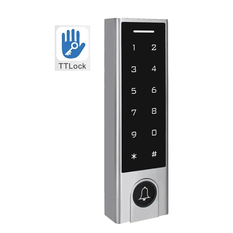 TTlock Ble Lector de Control de Acceso Inteligente Teclado táctil Metal Impermeable Tarjeta RFID Control de acceso