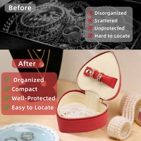Étui de protection pour bijoux de voyage portable, durable, résistant aux rayures, élégant et luxueux, fait à la main en forme de cœur