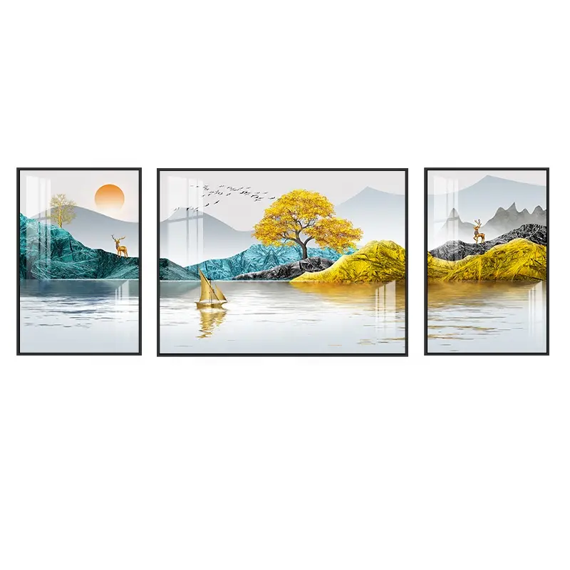 Wohnzimmer Dekoration Malerei chinesischen Stil Landschafts malerei Licht Luxus moderne Sofa Hintergrund wand