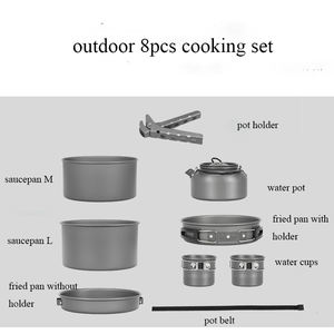 Ensemble de casseroles de camping pour 5-6 personnes pliantes en aluminium couvercle en acier inoxydable portable en aluminium 3 pièces Kit de désordre en étain - Product Image 4