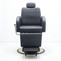 Équipement de barbier de haute qualité, chaise de barbier réglable à base ronde, chaise de salon de luxe inclinable et rotative