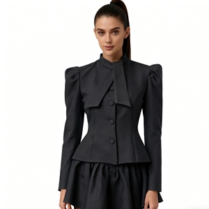 ชุดเซ็ต 2 ชิ้น แฟชั่นสุดหรูสำหรับผู้หญิง เสื้อแขนยาวผูกโบว์และกระโปรงสั้น - Product Image 3