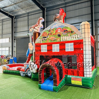 Maison de rebond sur le thème de ferme gonflable colorée de Castel avec la condition de location d'événement de piscine d'eau de glissière