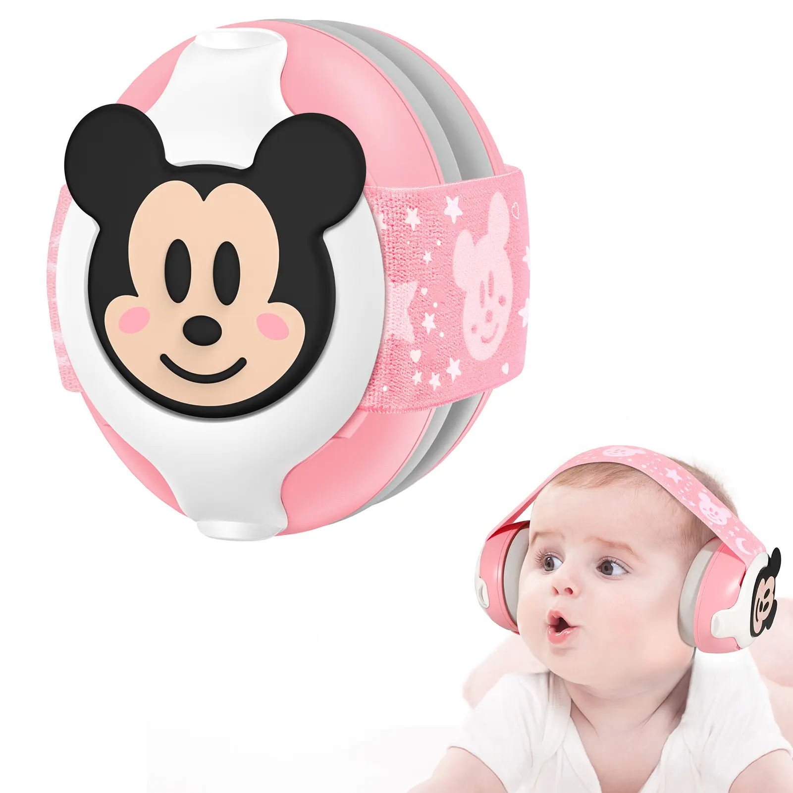 cartoon Earmuffs Adjustable Headband Anti Noise Cancelling Braided Hair Band Cap Comfortable Elastic Custom Baby Sooundproof
