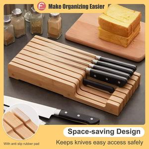 Portacuchillos de Madera, Organizador de Cuchillos de Bambú para Cocina, Soporte para Cubertería de 7 Piezas, Duradero - Product Image 5